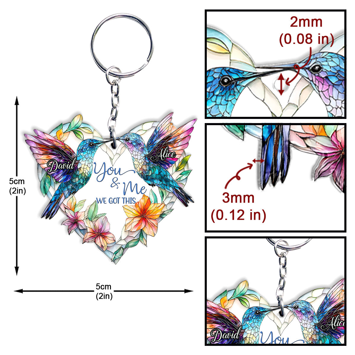 Hummingbird Couple - Personalized Hummingbird Keychain
