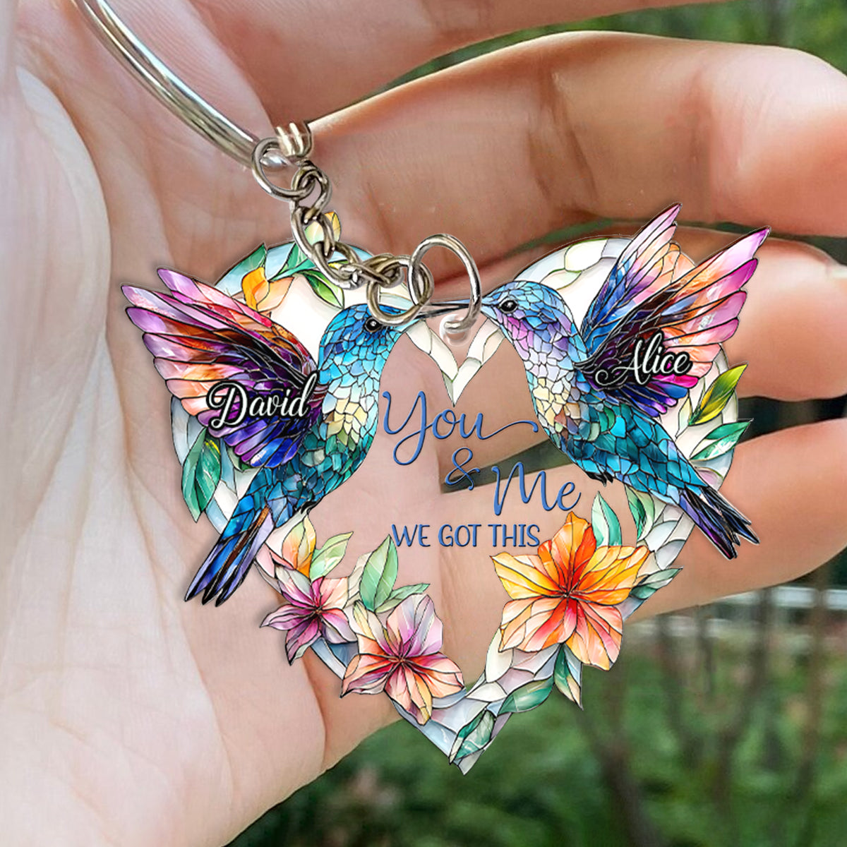 Hummingbird Couple - Personalized Hummingbird Keychain