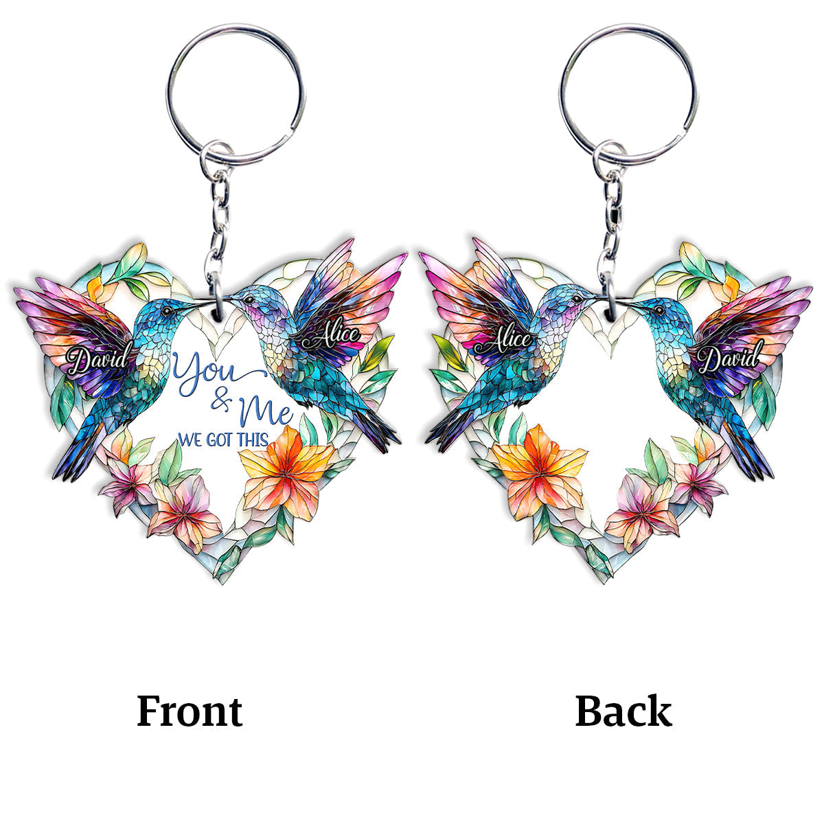 Hummingbird Couple - Personalized Hummingbird Keychain