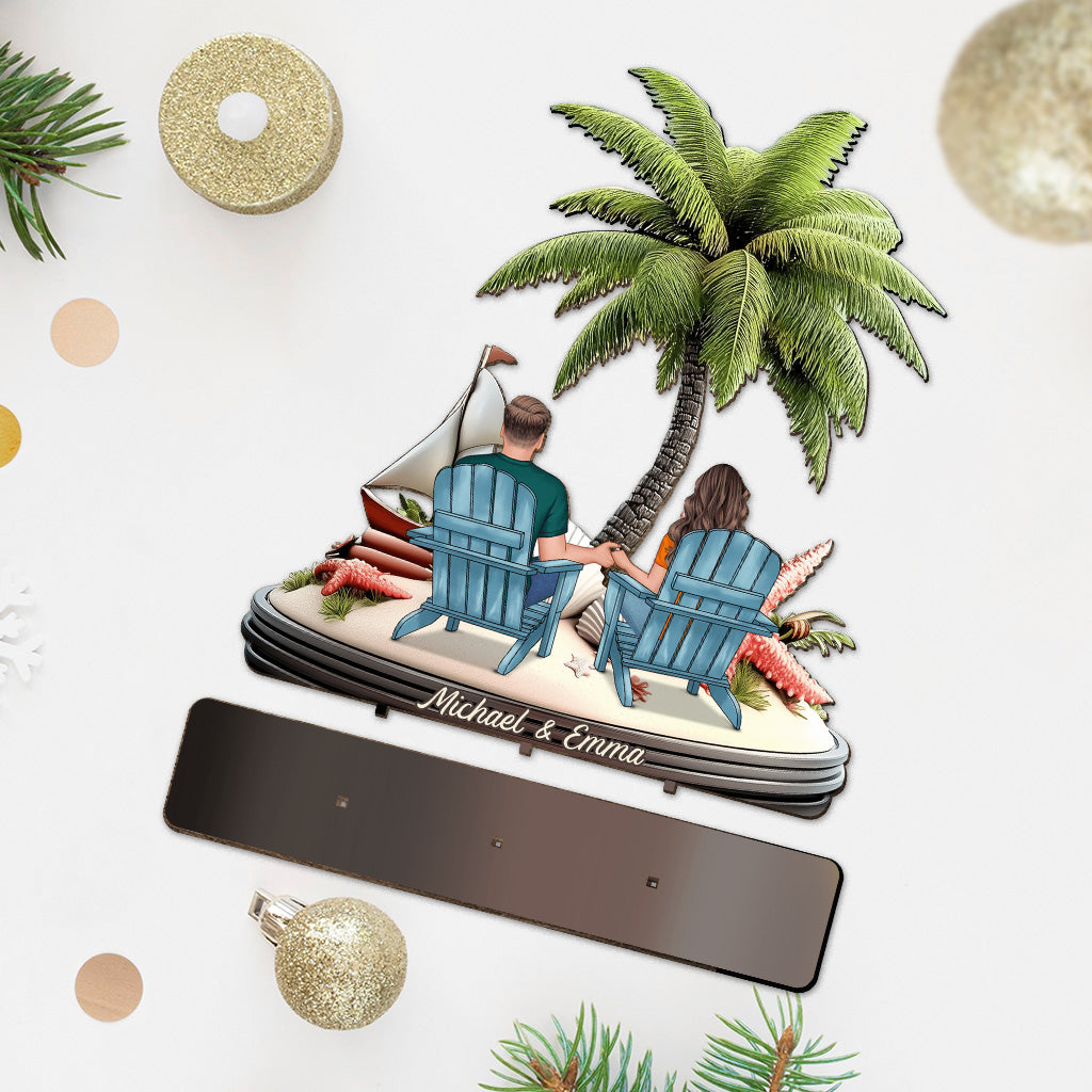 Chilling On The Beach - Personalized Couple 1 Layered Big Freestanding