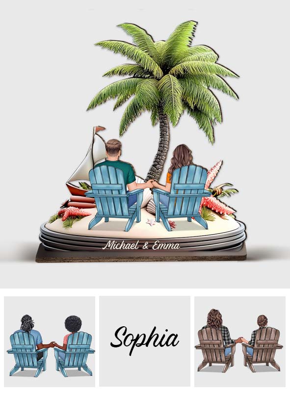 Chilling On The Beach - Personalized Couple 1 Layered Big Freestanding