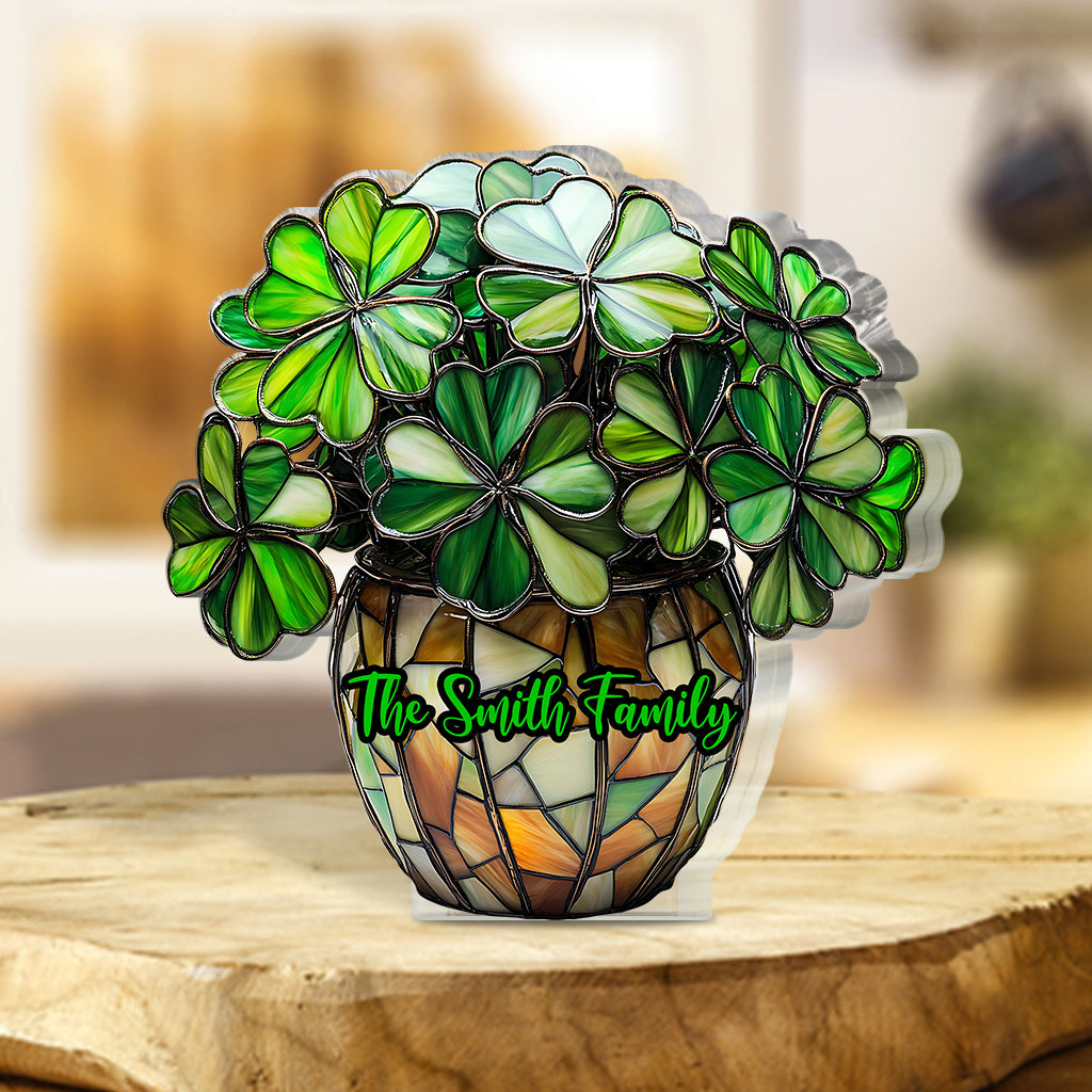Lucky Flower - Personalized Saint Patrick's Day Custom Shaped Acrylic Plaque