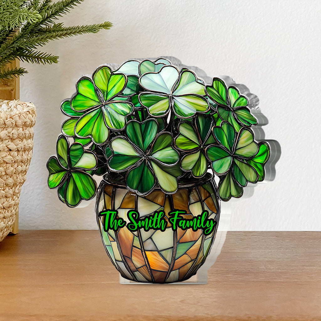 Lucky Flower - Personalized Saint Patrick's Day Custom Shaped Acrylic Plaque