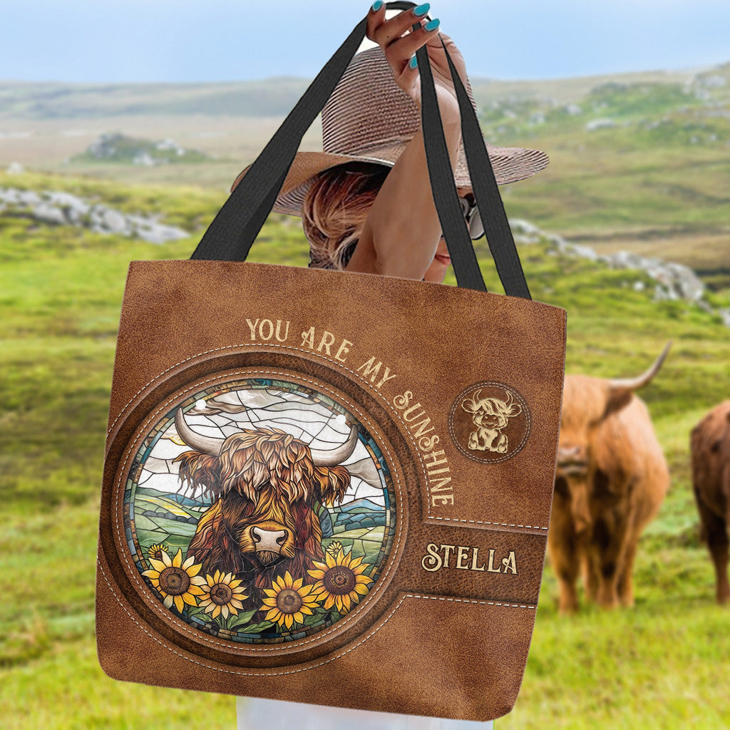 Baby Cow Sunflower - Personalized Tote Bag