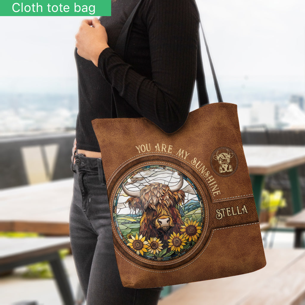 Baby Cow Sunflower - Personalized Tote Bag