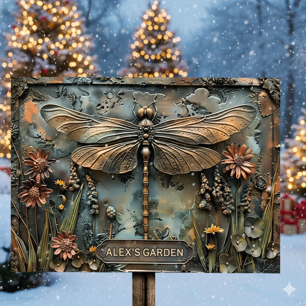 Stunning Dragonfly - Personalized Metal Sign, A Thoughtful Christmas Gift for Garden Lovers