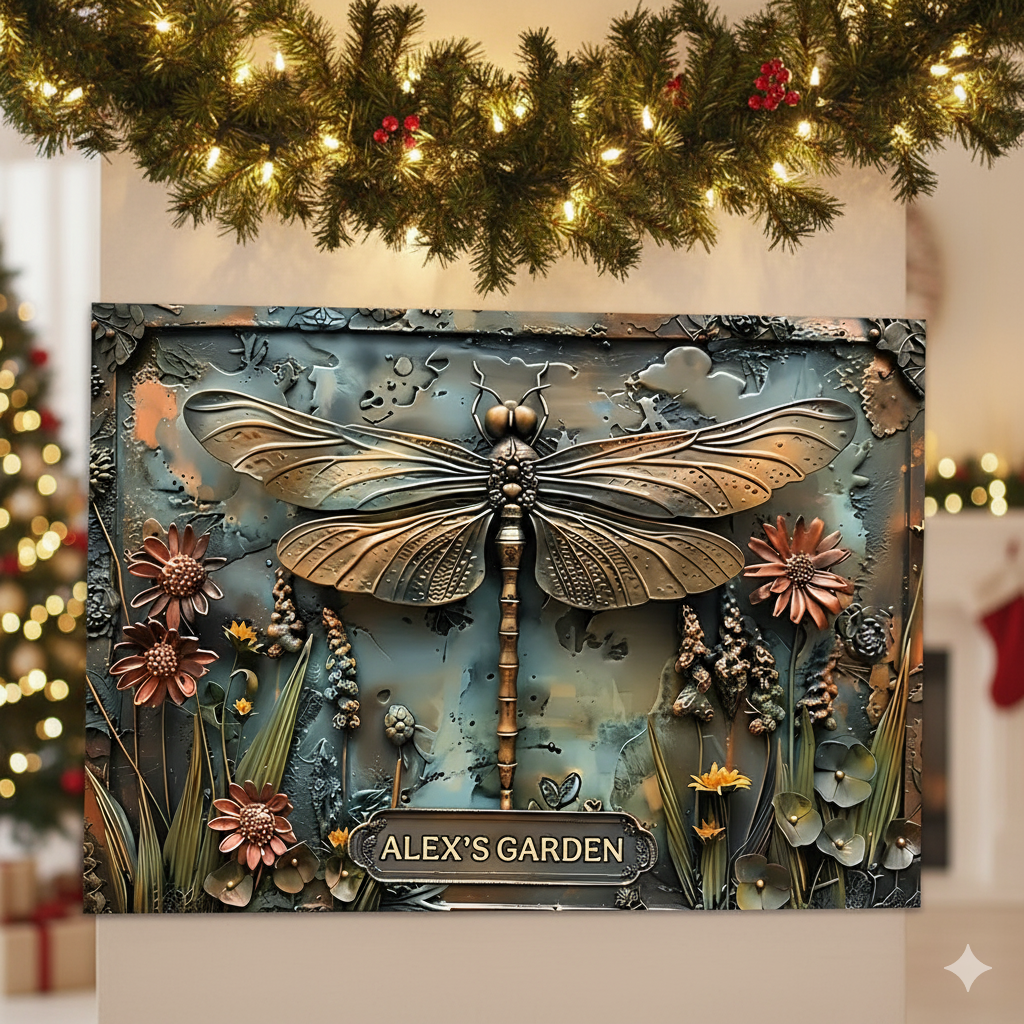 Stunning Dragonfly - Personalized Metal Sign, A Thoughtful Christmas Gift for Garden Lovers