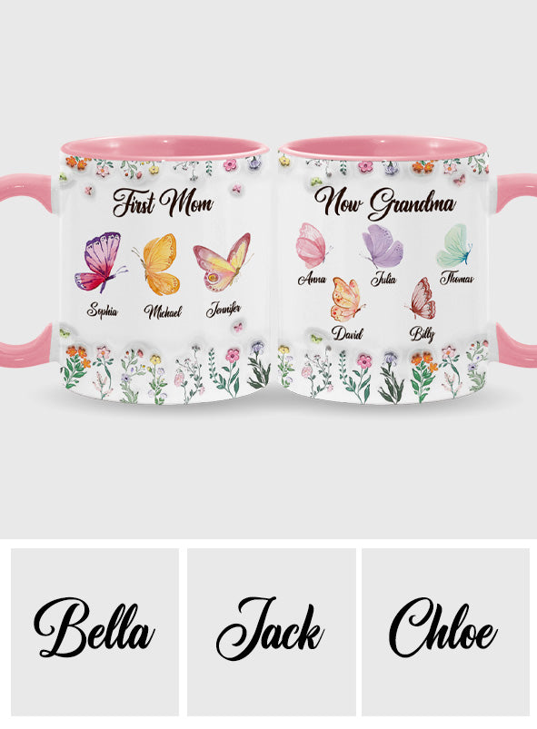 Erst Mama, jetzt Oma – personalisierte Tasse mit Oma-Akzent