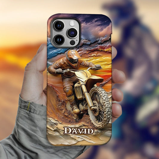 Né pour rouler - Coque de téléphone personnalisée avec impression intégrale de moto cross
