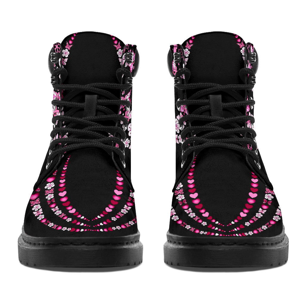 Never Give Up Breast Cancer Awareness All Season Boots 0622