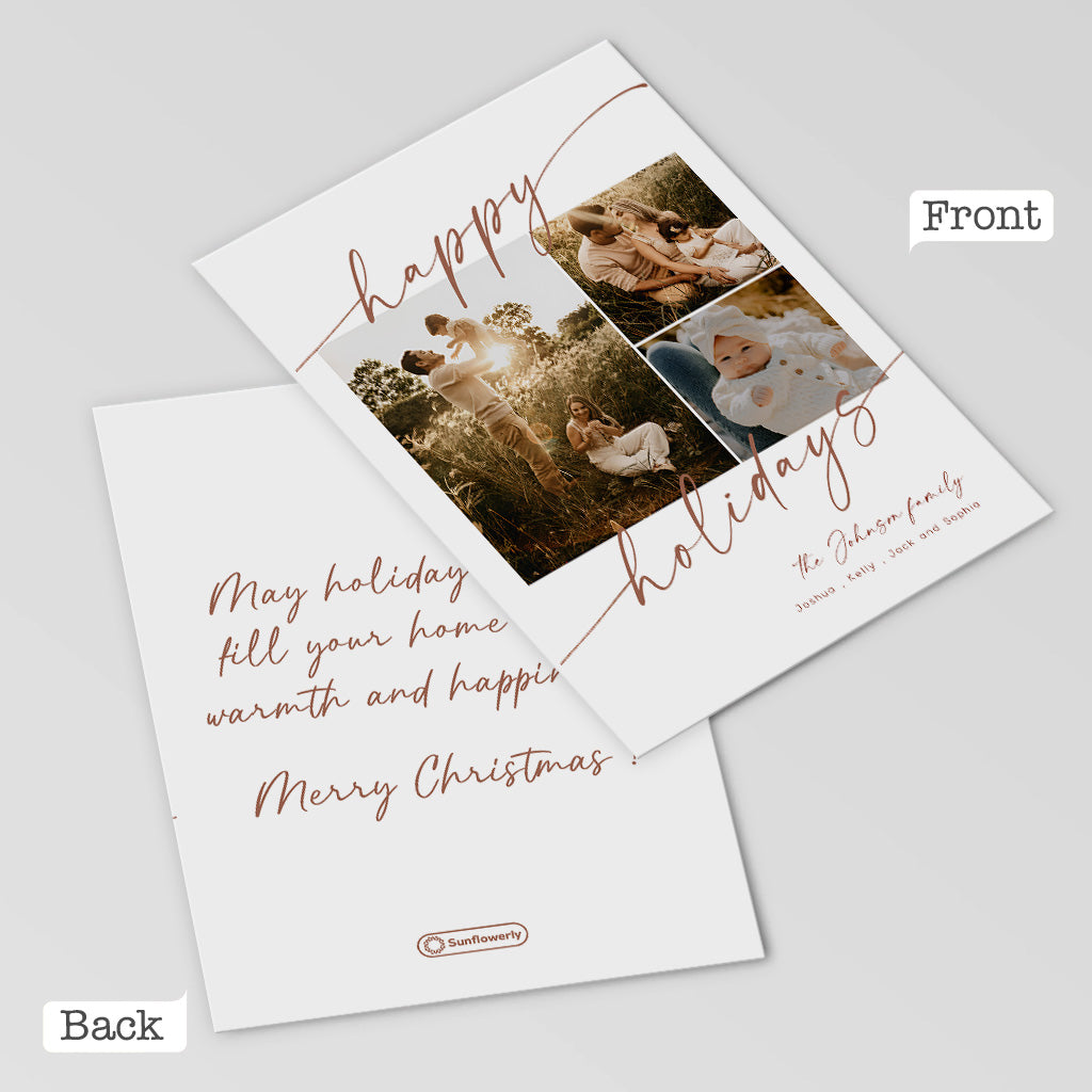 Custom Photos Names And Message Happy Holiday Card - Personalized Family Greeting Card