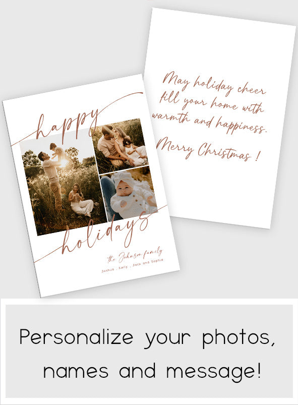Custom Photos Names And Message Happy Holiday Card - Personalized Family Greeting Card