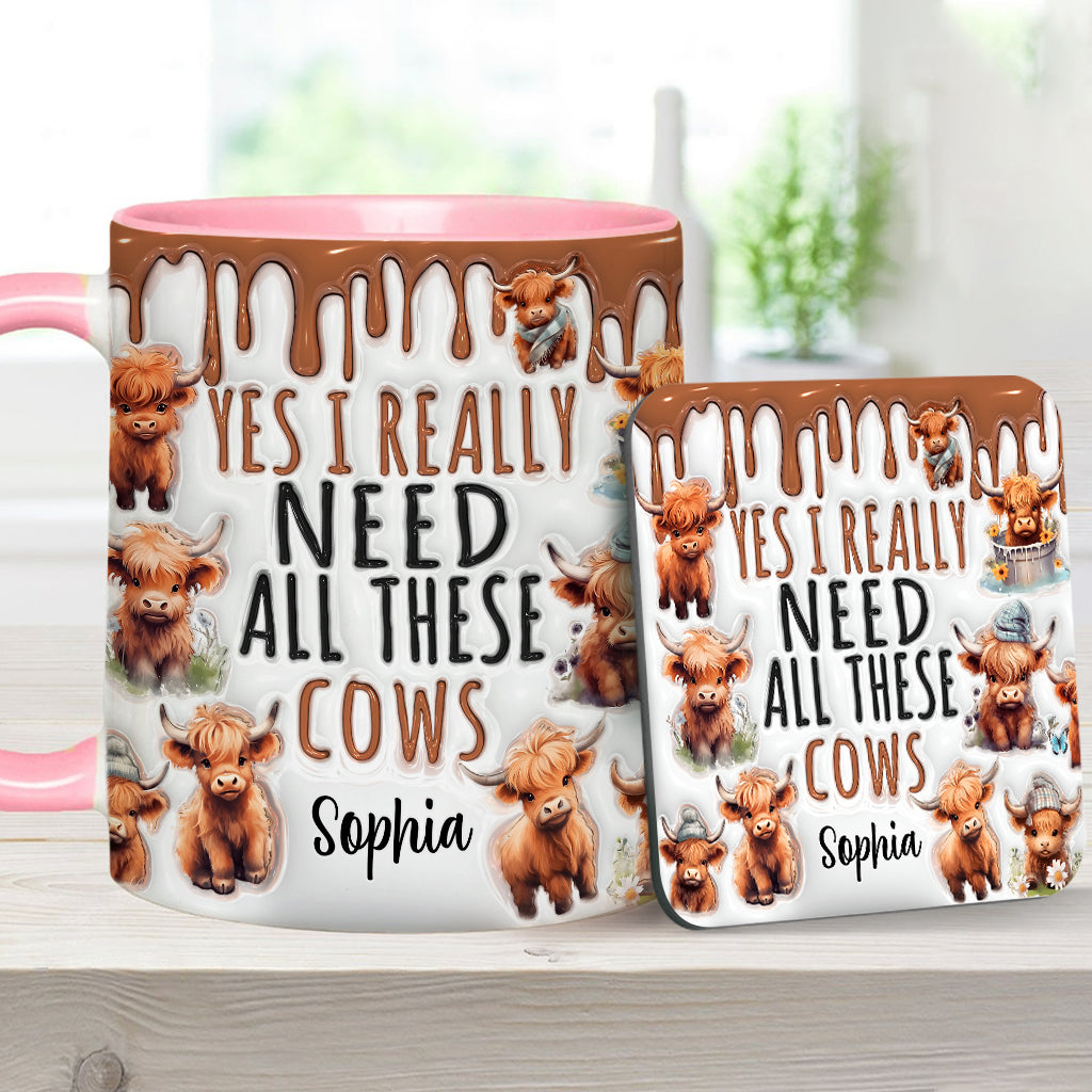 Yes I Really Need All These Cows - Personalized Accent Mug