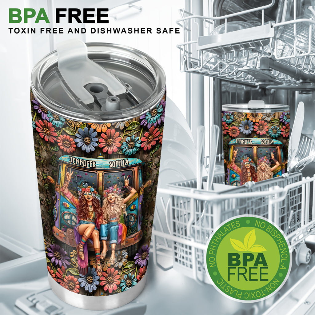 Because Of You I Laugh A Little Harder - Personalized Hippie Tumbler