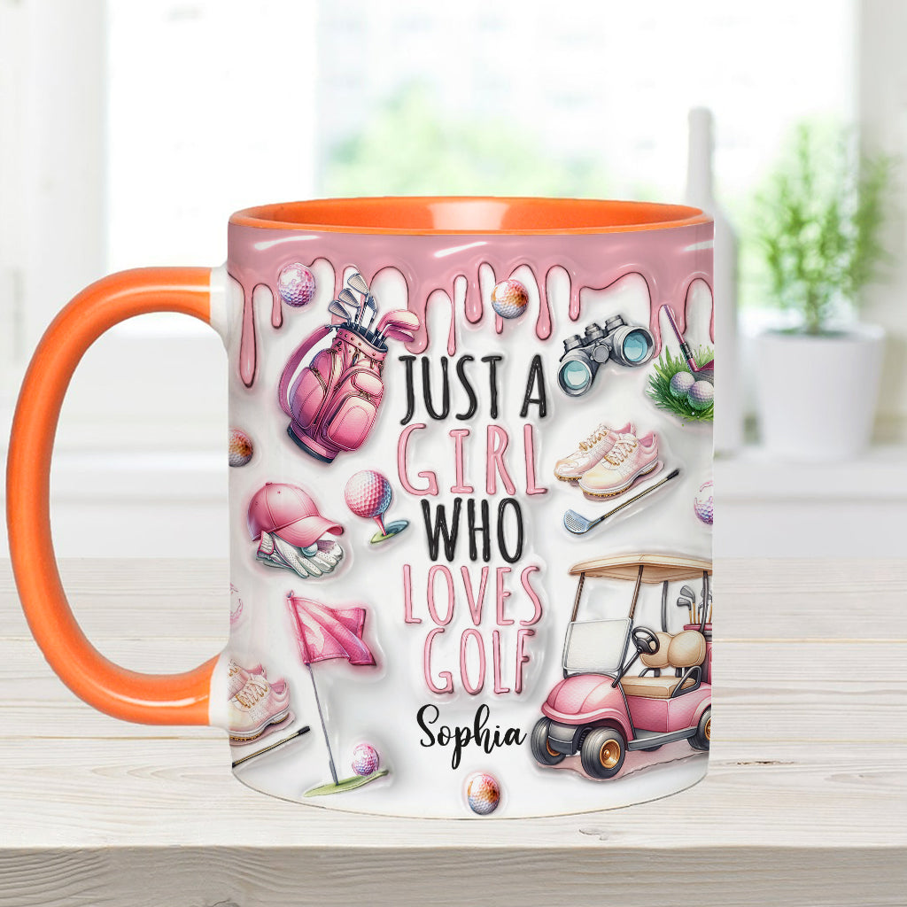 Just A Girl Who Loves Golf - Personalized Golf Accent Mug