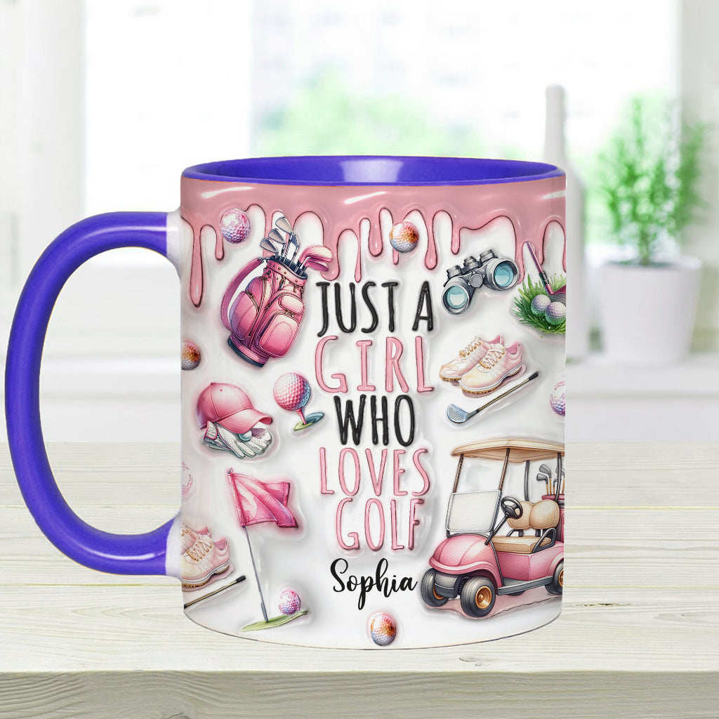 Just A Girl Who Loves Golf - Personalized Golf Accent Mug