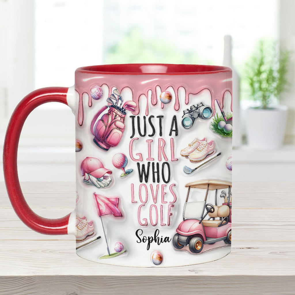 Just A Girl Who Loves Golf - Personalized Golf Accent Mug