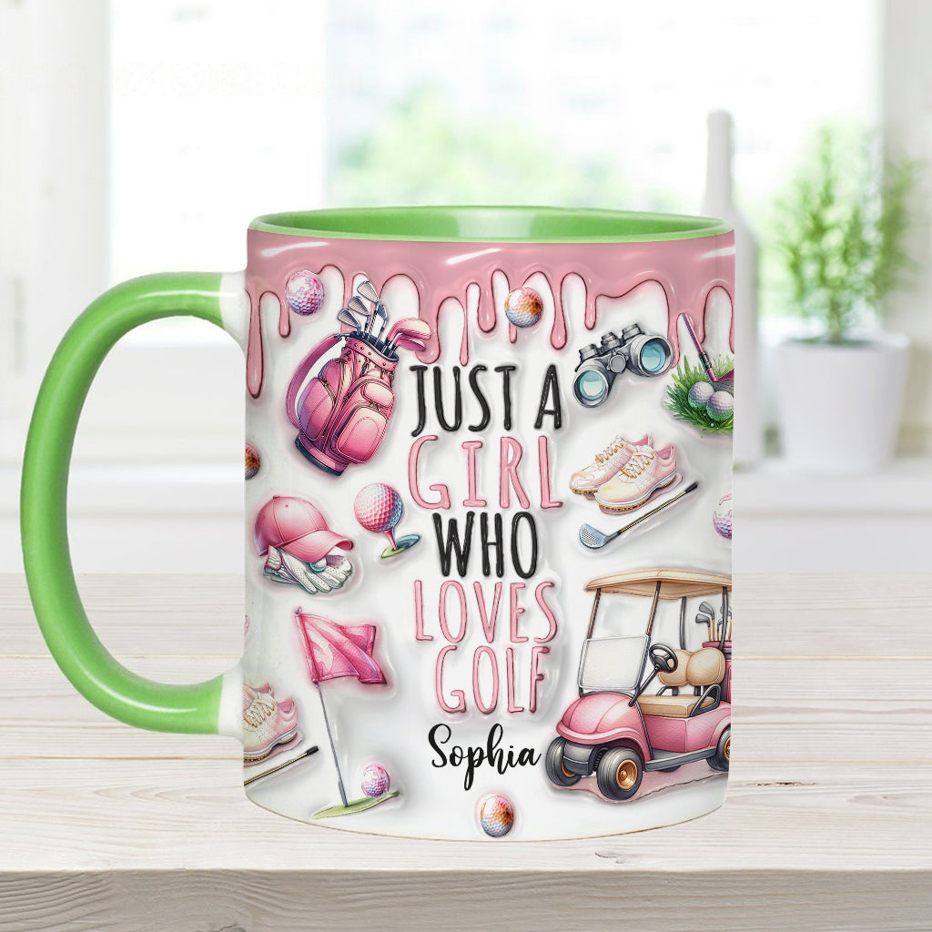 Just A Girl Who Loves Golf - Personalized Golf Accent Mug