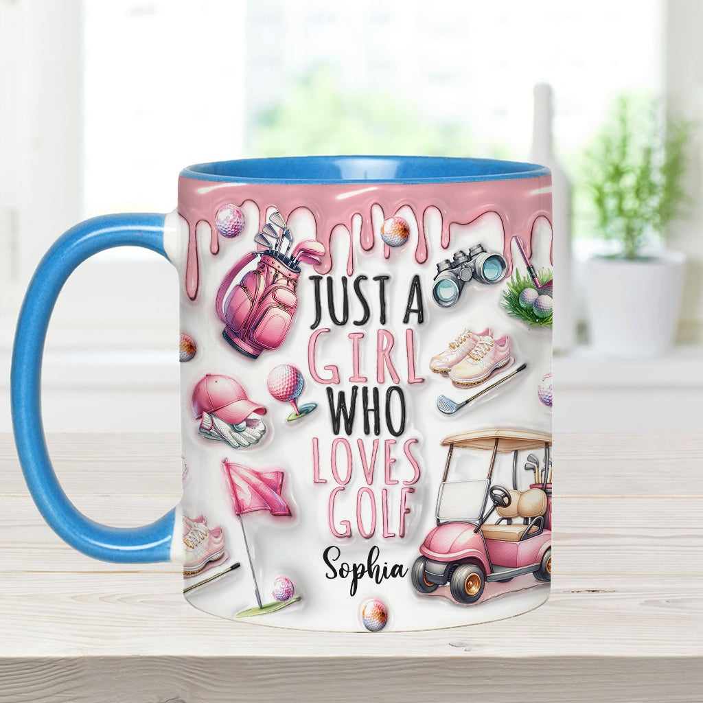 Just A Girl Who Loves Golf - Personalized Golf Accent Mug