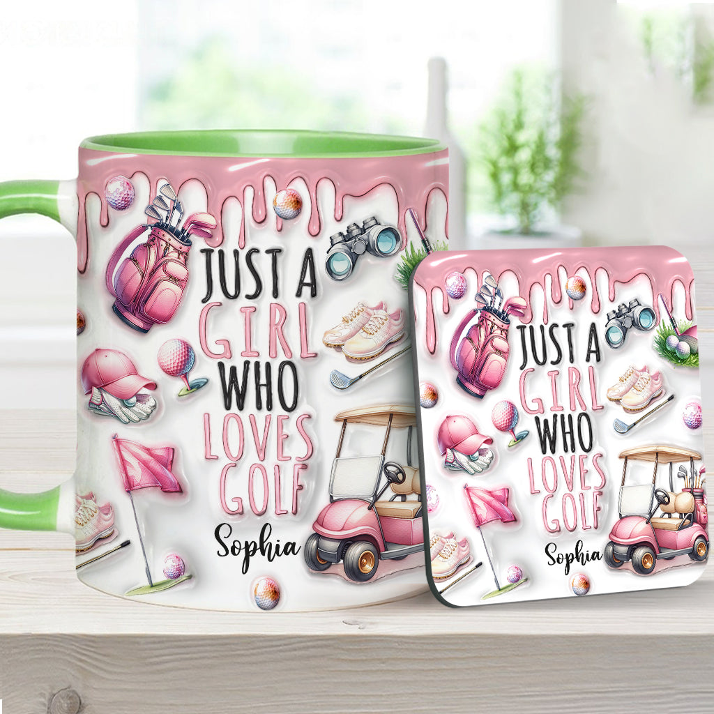 Just A Girl Who Loves Golf - Personalized Golf Accent Mug