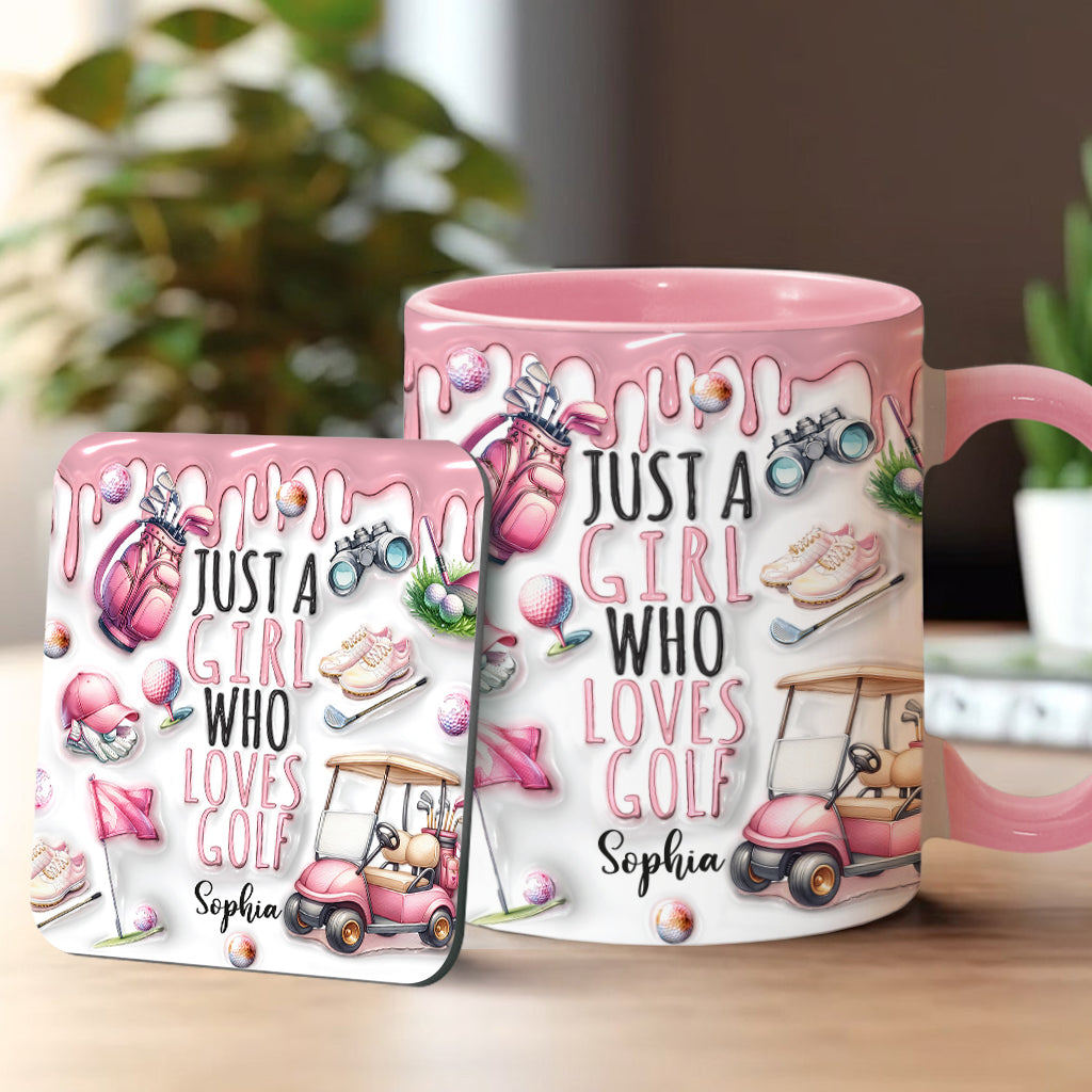 Just A Girl Who Loves Golf - Personalized Golf Accent Mug
