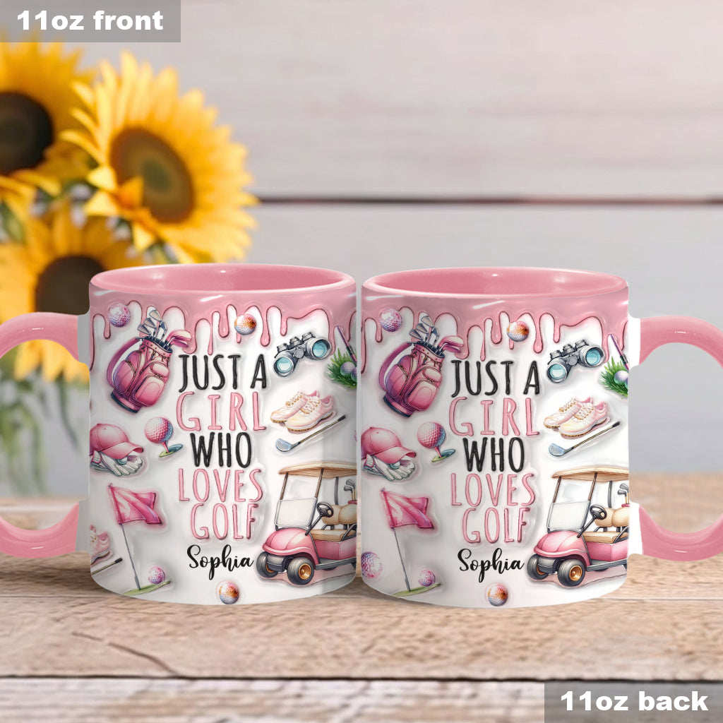 Just A Girl Who Loves Golf - Personalized Golf Accent Mug