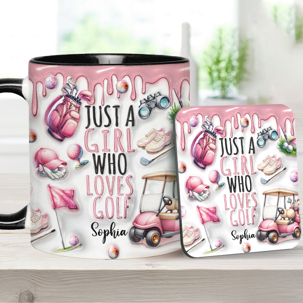 Just A Girl Who Loves Golf - Personalized Golf Accent Mug