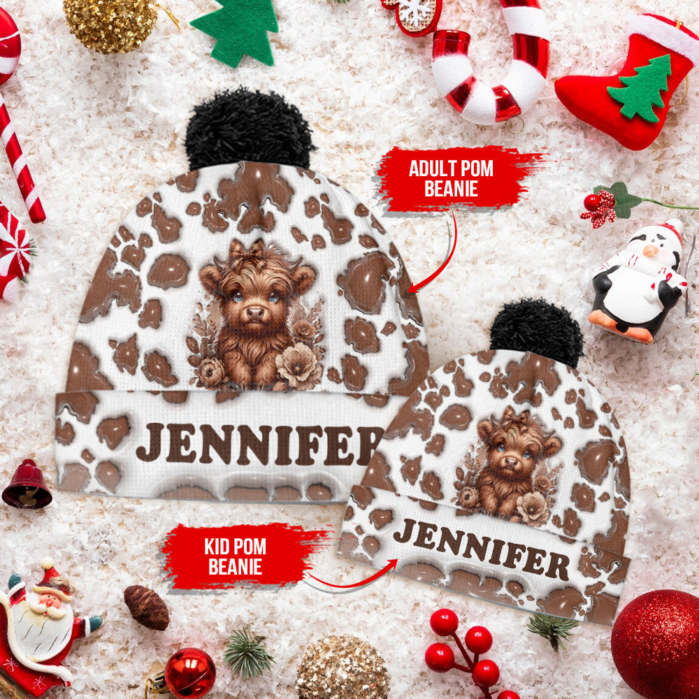 Beautiful Highland Cow - Personalized Beanie Hat