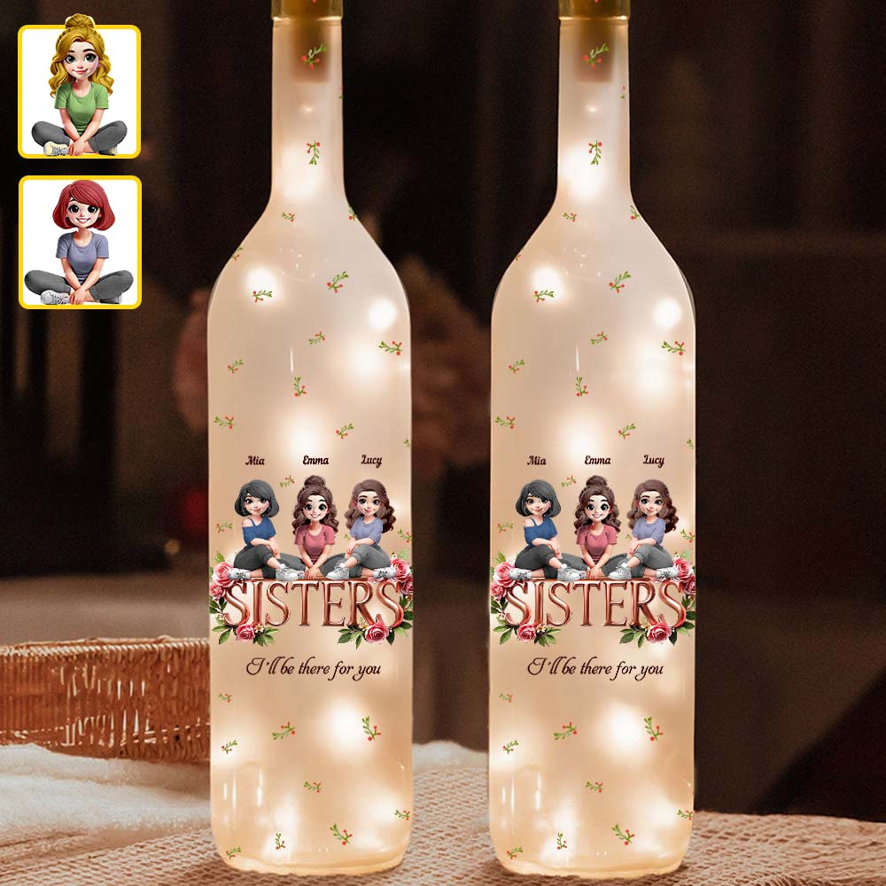 Sisters - Personalized Bestie Wine Bottle Lamp