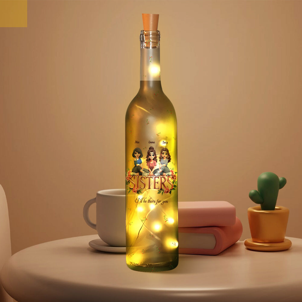 Sisters - Personalized Bestie Wine Bottle Lamp