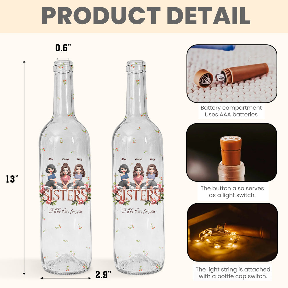 Sisters - Personalized Bestie Wine Bottle Lamp