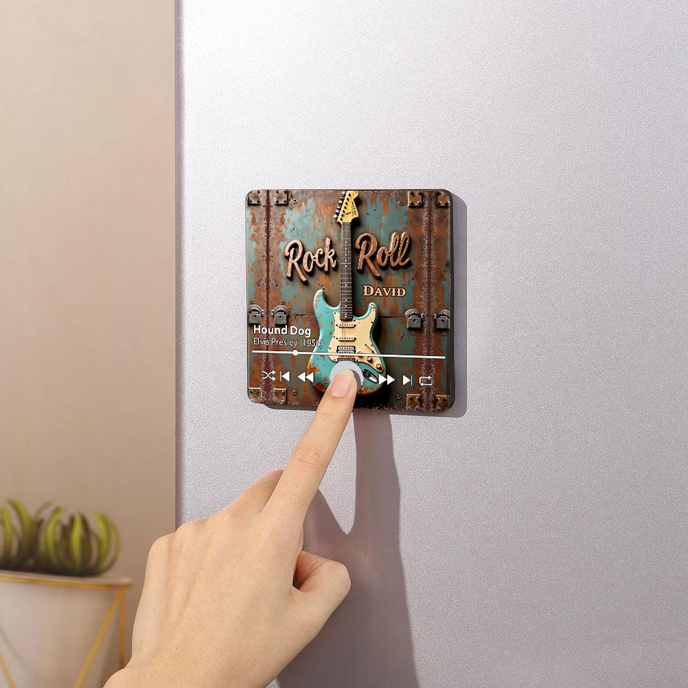 Rock 'n' Roll – Personalisierter Kühlschrankmagnet mit Gitarrenmusik