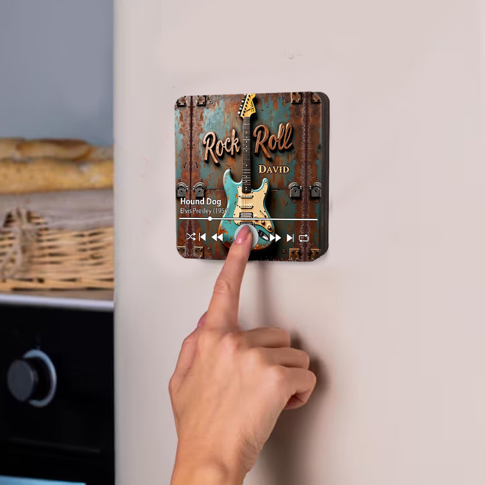Rock 'n' Roll – Personalisierter Kühlschrankmagnet mit Gitarrenmusik