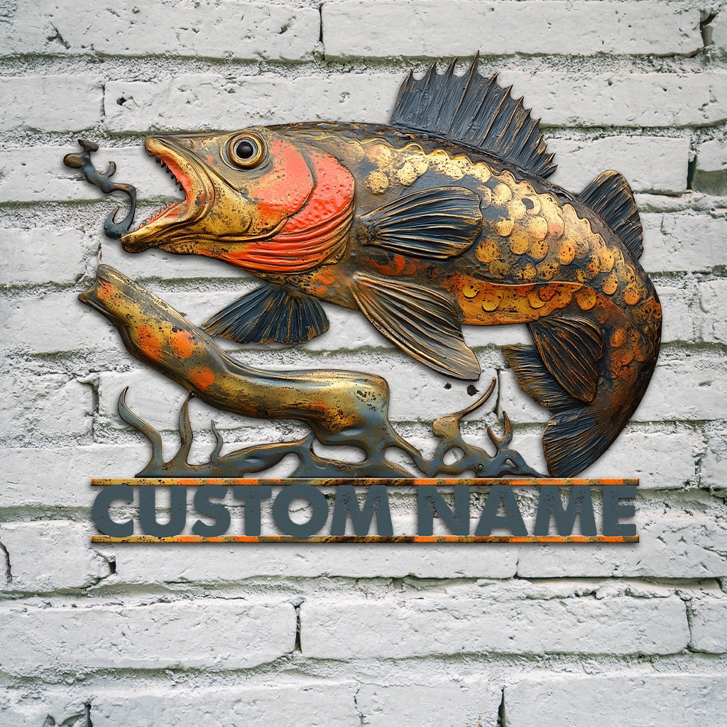 Rustic Vintage Fish - Personalized Fishing Cut Metal Sign