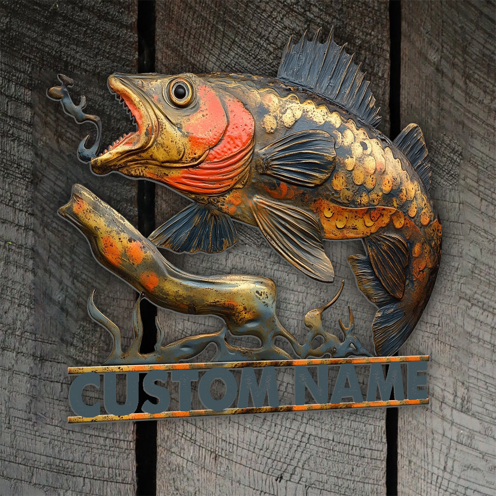 Rustic Vintage Fish - Personalized Fishing Cut Metal Sign