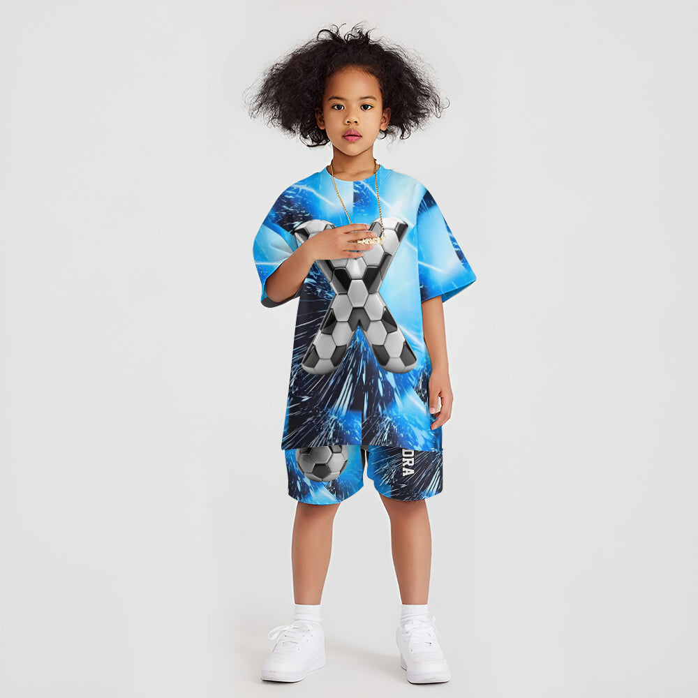 Alphabet du foot stylé - T-shirt et short de foot personnalisés pour enfant