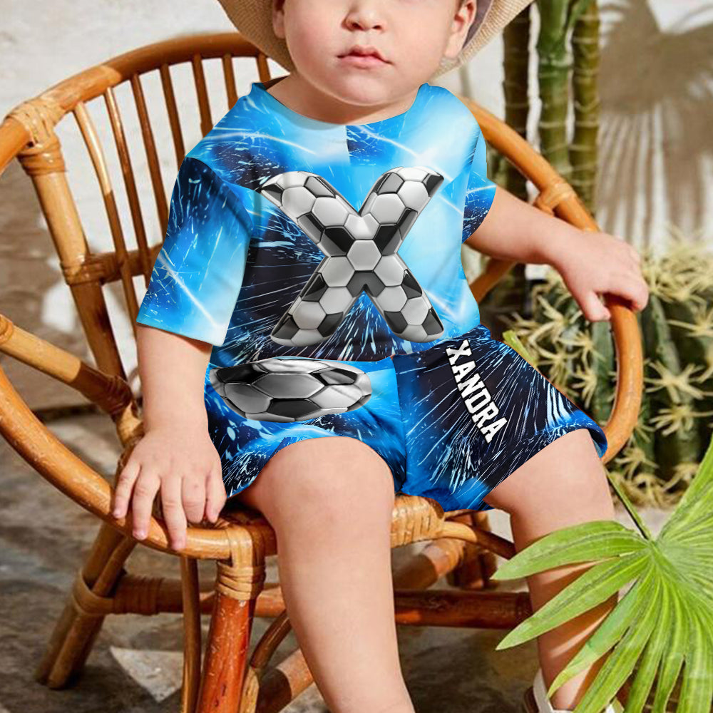 Alphabet du foot stylé - T-shirt et short de foot personnalisés pour enfant