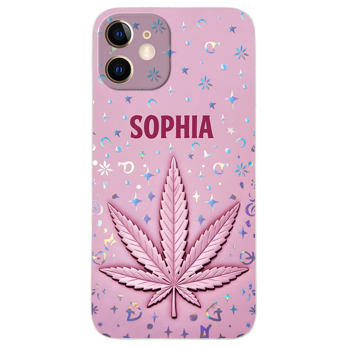 Stoner Chick – Personalisierte Handyhülle aus Leder mit Weed-Motiv