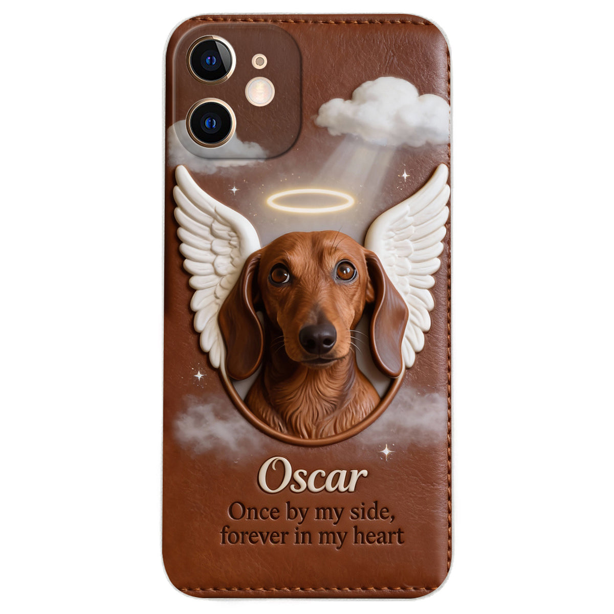 Once By My Side - Personalized Dog Leather Phone Case