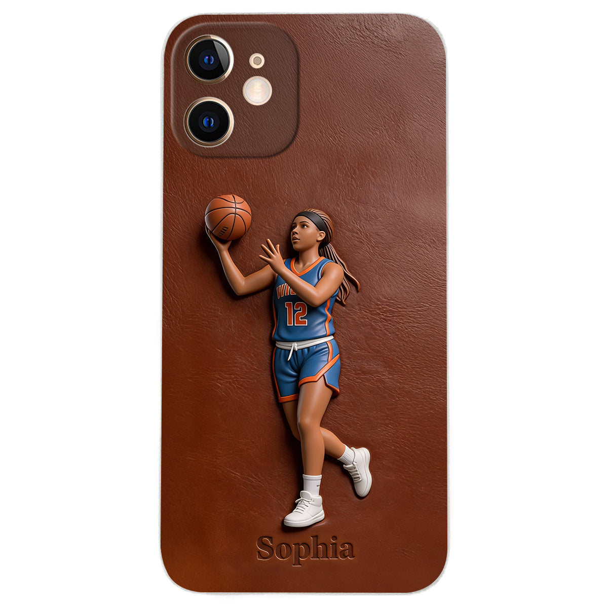 Liebe zum Basketball – Personalisierte Basketball-Handyhülle aus Leder