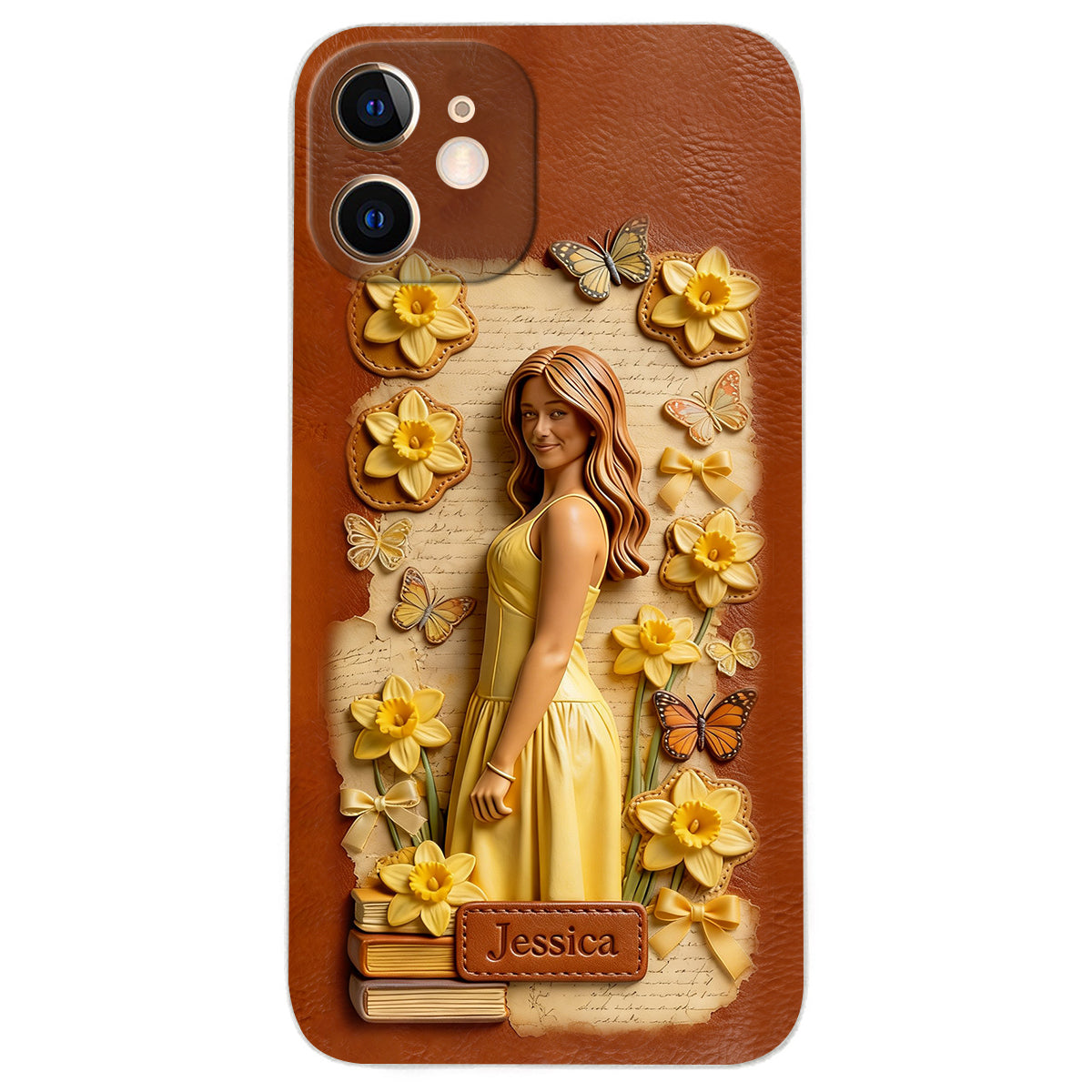 Custom Any Photo Unique Birth Flower - Personalized Self Love Leather Phone Case