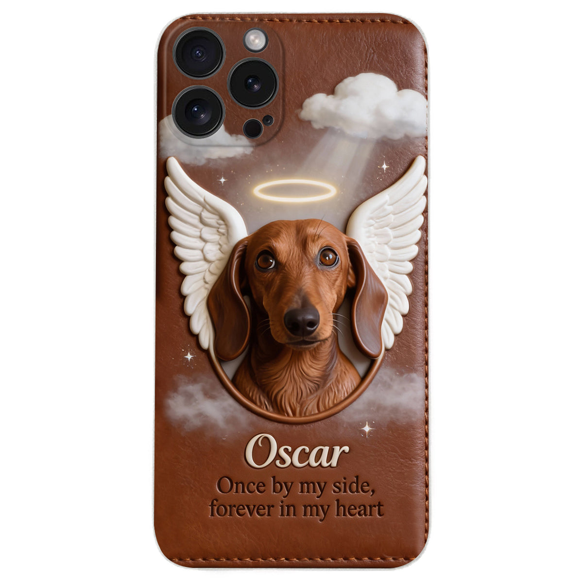 Once By My Side - Personalized Dog Leather Phone Case