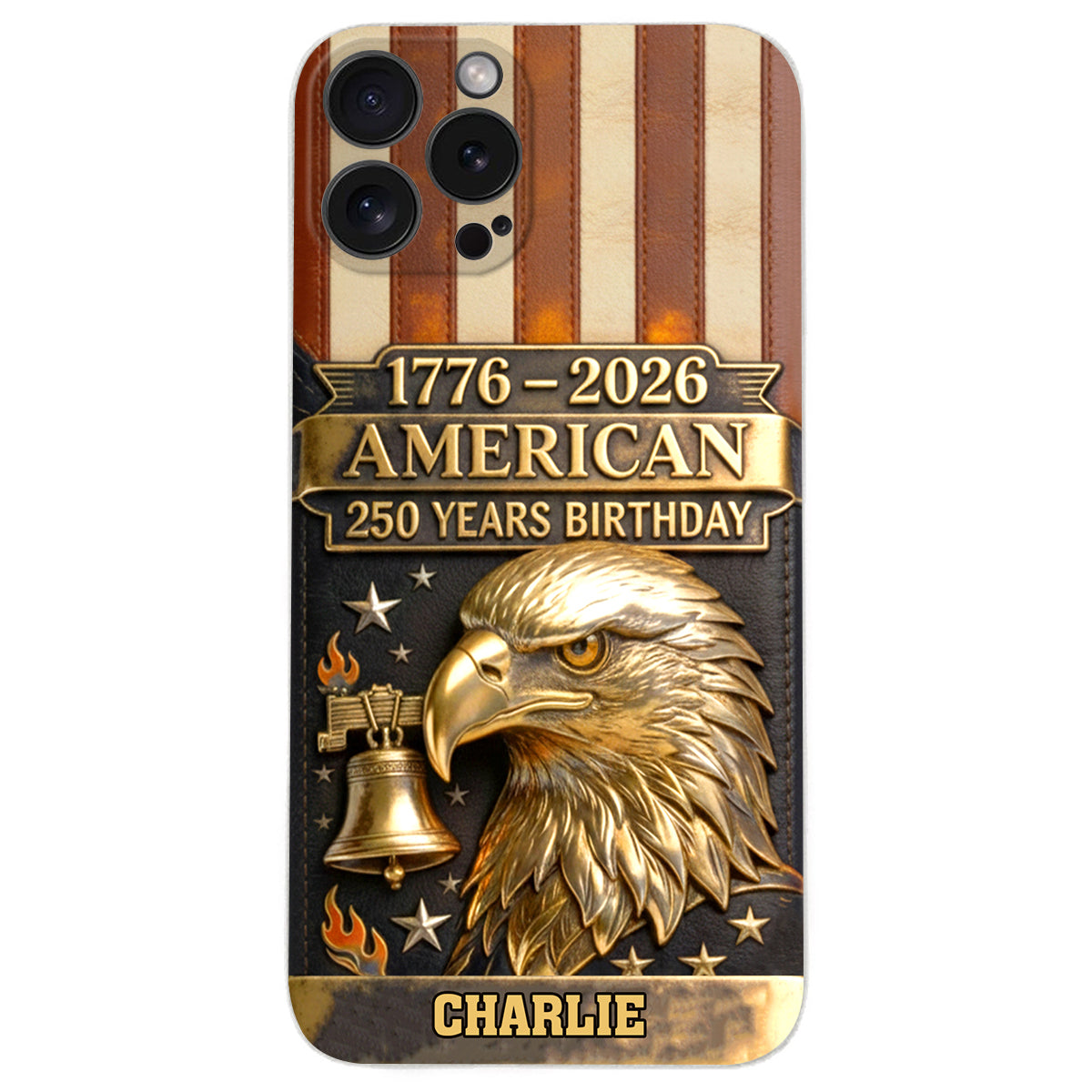 250th Anniversary - Personalized Bald Eagle Leather Phone Case