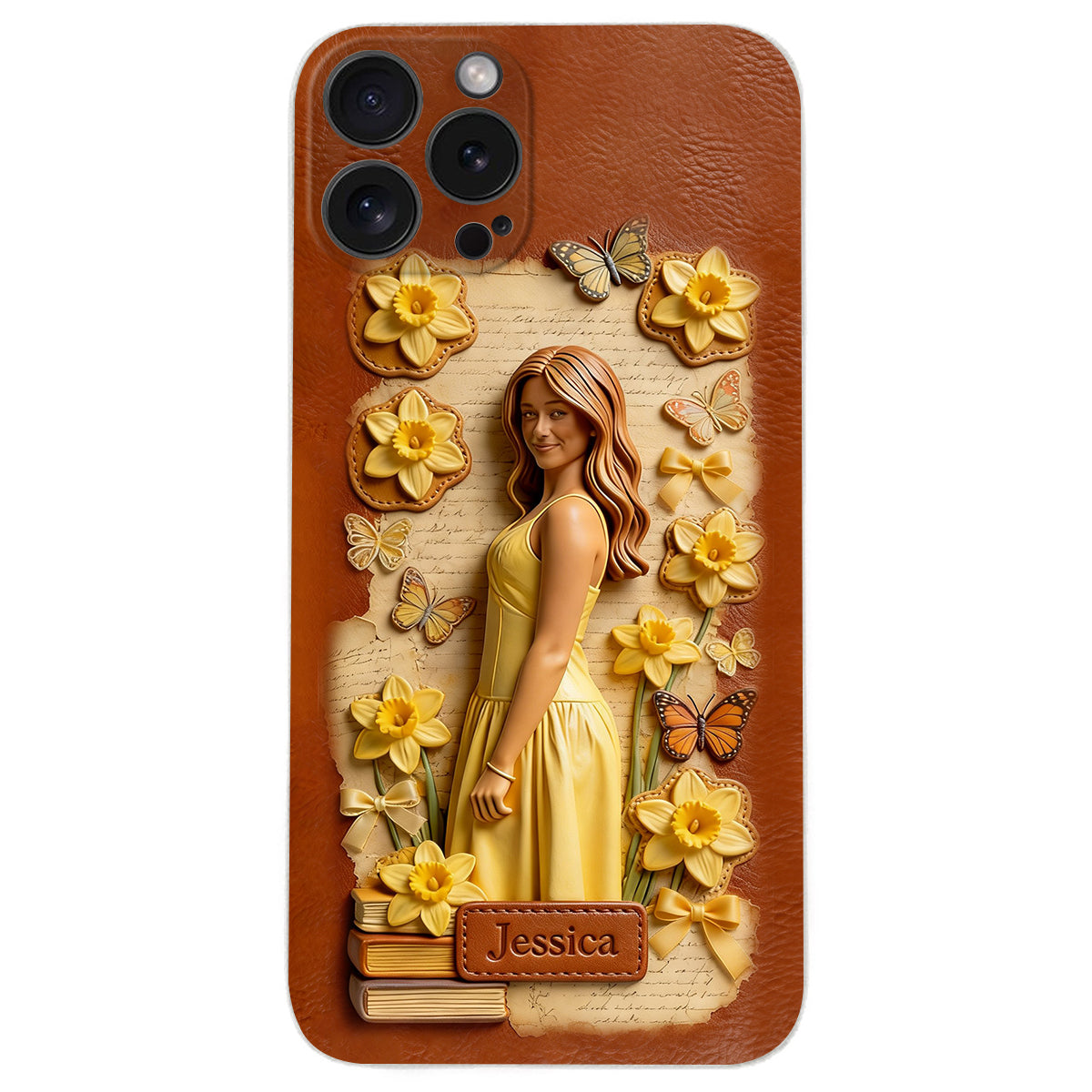 Custom Any Photo Unique Birth Flower - Personalized Self Love Leather Phone Case