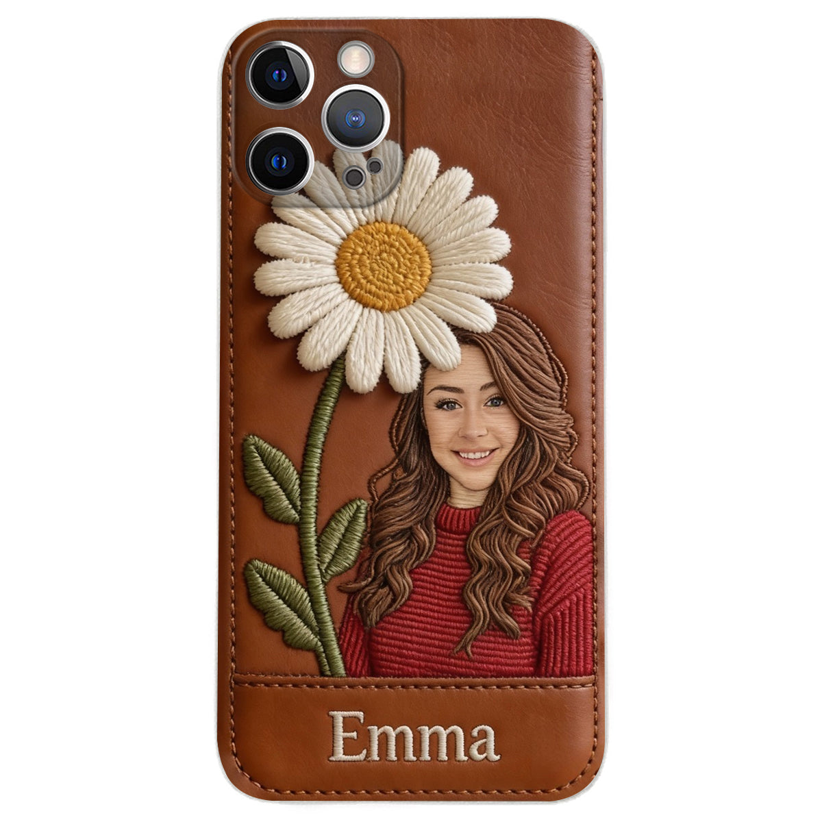 Custom Any Photo Birthmonth Flower - Personalized Self Love Leather Phone Case