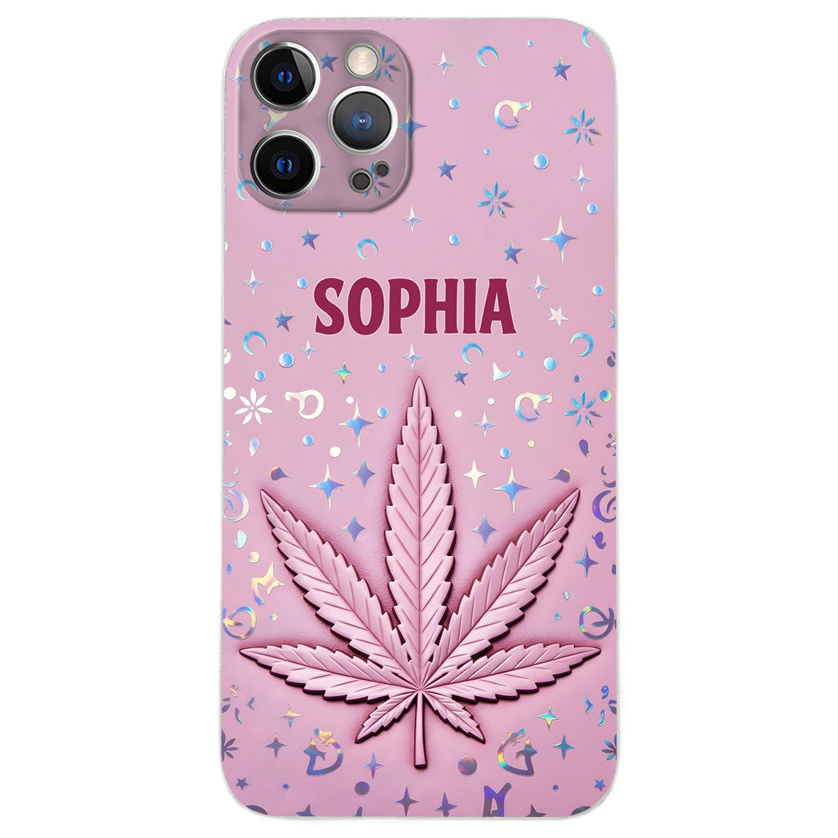 Stoner Chick – Personalisierte Handyhülle aus Leder mit Weed-Motiv
