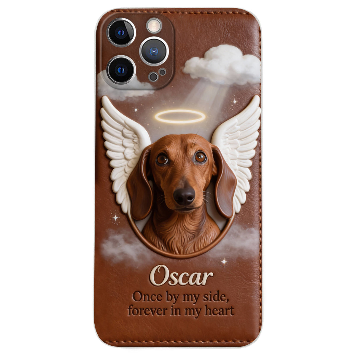 Once By My Side - Personalized Dog Leather Phone Case