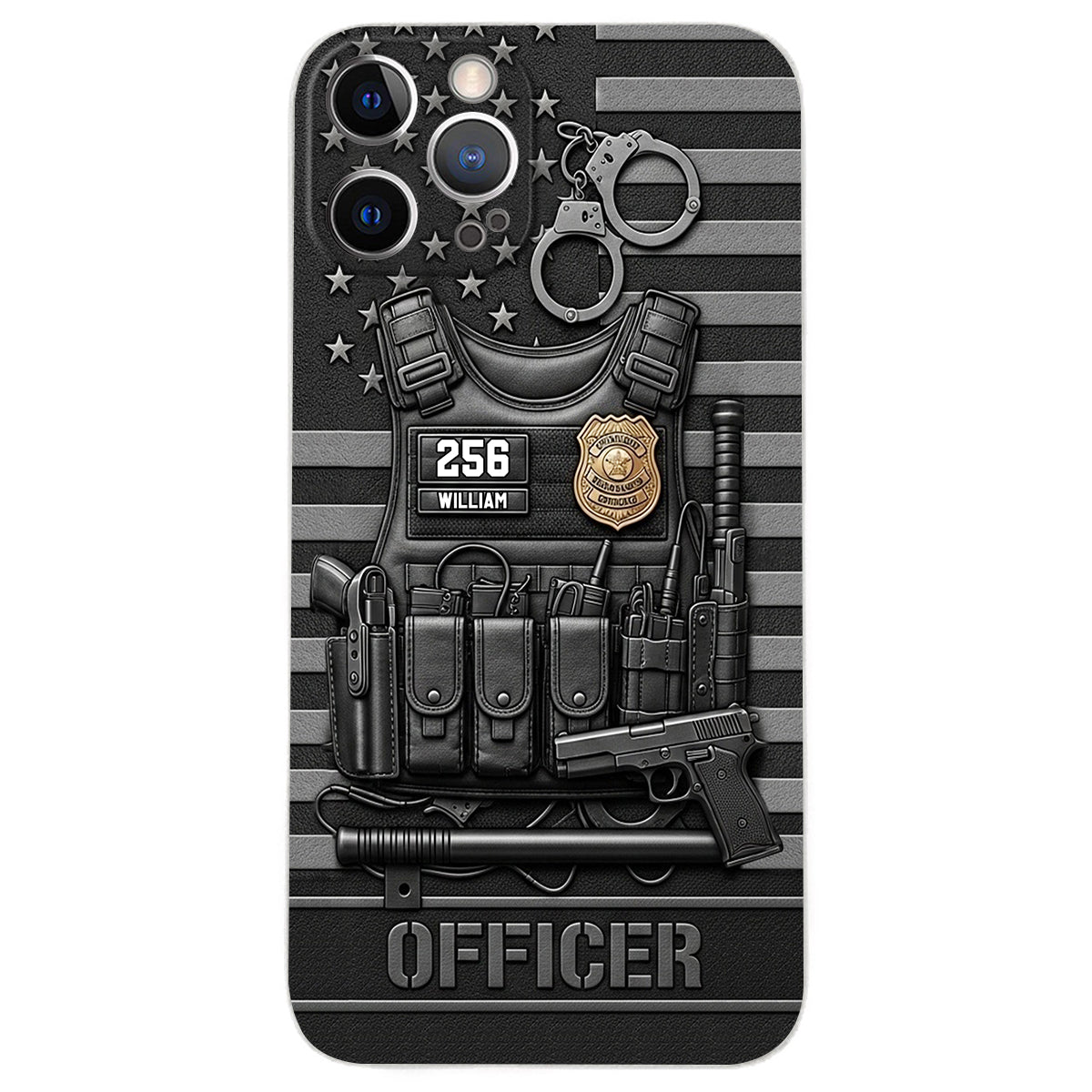 Serve And Protect - Personalized Police Officer Leather Phone Case