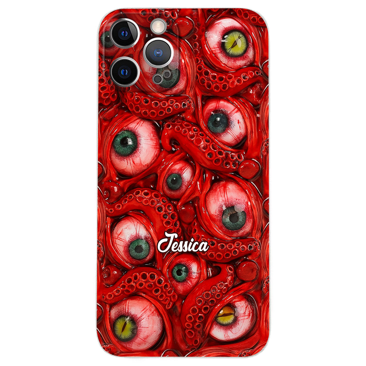 Horror Bloody Eyes - Personalisierte Halloween-Handyhülle aus Leder