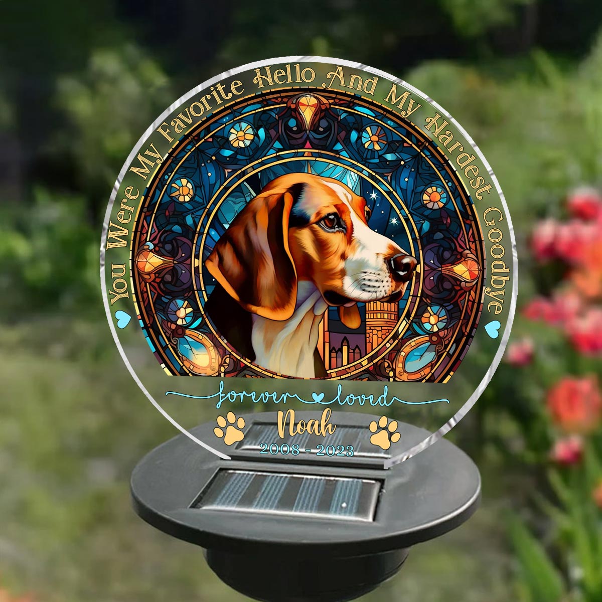 Du warst mein Liebling! Hallo – Personalisierte Solar-Gartenleuchte für Hunde